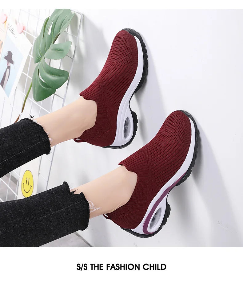 Sneakers Women Fashion Wedge Platform Female New Casual Sport Shoes Ladies Air Cushion Running Mesh Breathable Shoes Wholesale