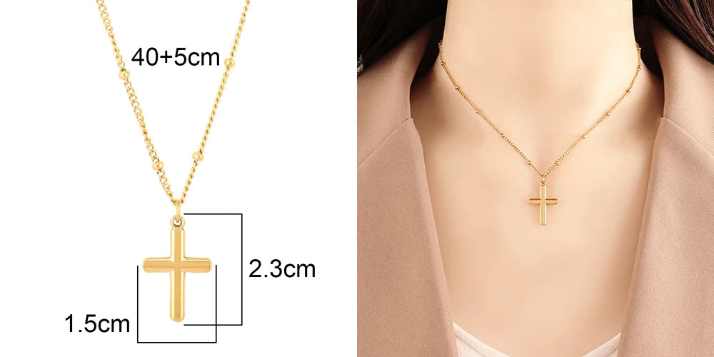 18k Gold Plated Stainless Steel Snake Chain Choker Necklace For Woman Cross Pendants Necklaces Gifts Men Jewelry Wholesale