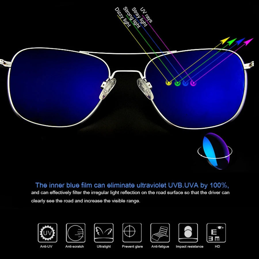 Pilot AO Sunglasses Men Top Quality Brand Designer AGX Tempered Glass Lens Sun Glasses Male