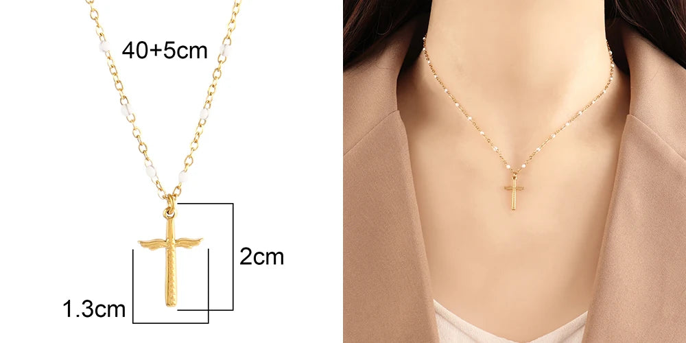 18k Gold Plated Stainless Steel Snake Chain Choker Necklace For Woman Cross Pendants Necklaces Gifts Men Jewelry Wholesale