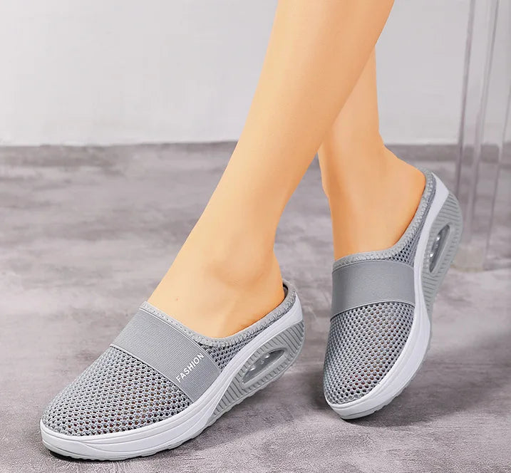 Shoes Air Women Walking Cushion Slip-On  Orthopedic Diabetic Ladies Platform Mules Mesh Lightweight Slipper Wedge Female Sneaker