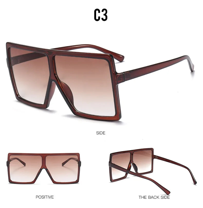 Brand Designer Oversized Square Sunglasses For Women Big UV400 Sun Glasses Womens Sunglasses