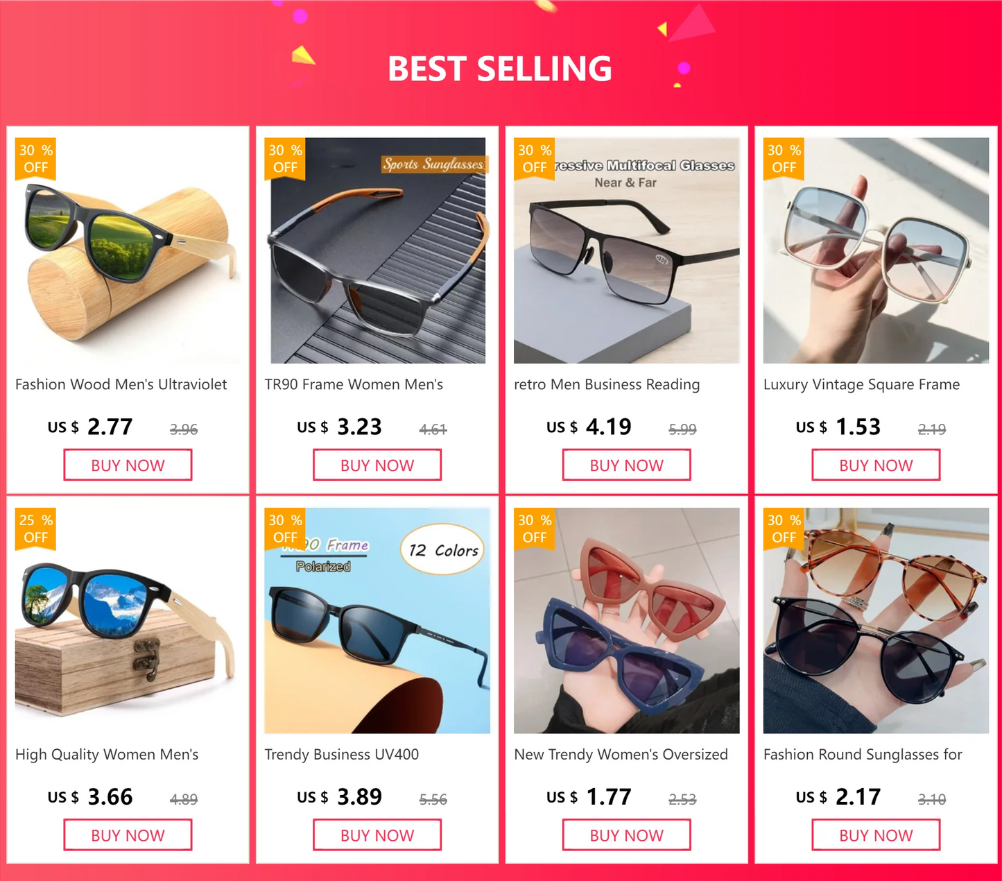 Wood Bamboo Sunglasses Men Women Classic Non-Polarized UV400 Vintage Driving Sun Glasses Black Fishing Eyewear UV400 Eyeglasses