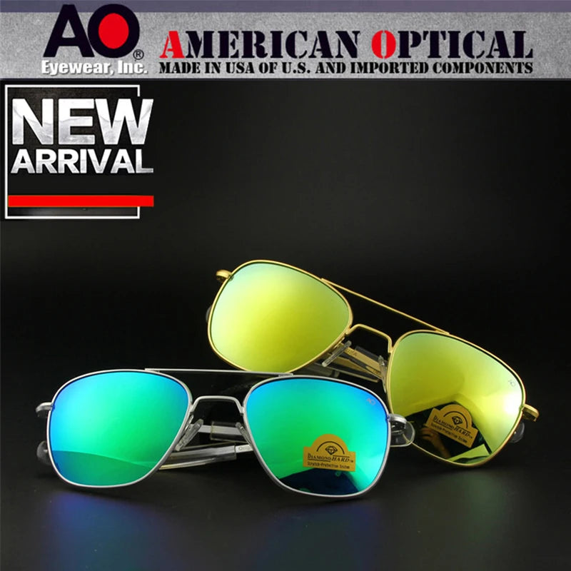 Pilot AO Sunglasses Men Top Quality Brand Designer AGX Tempered Glass Lens Sun Glasses Male